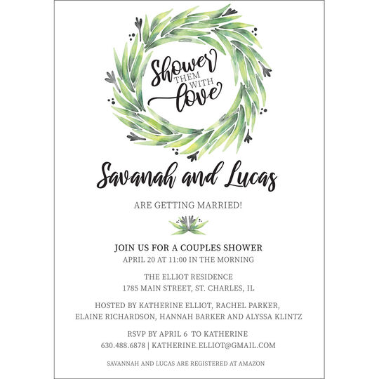 Wreath Couples Shower Invitations